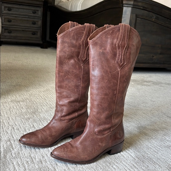 FRYE AND CO. Shoes - FRYE AND CO. Brown Leather Western Knee-High Heeled Boots